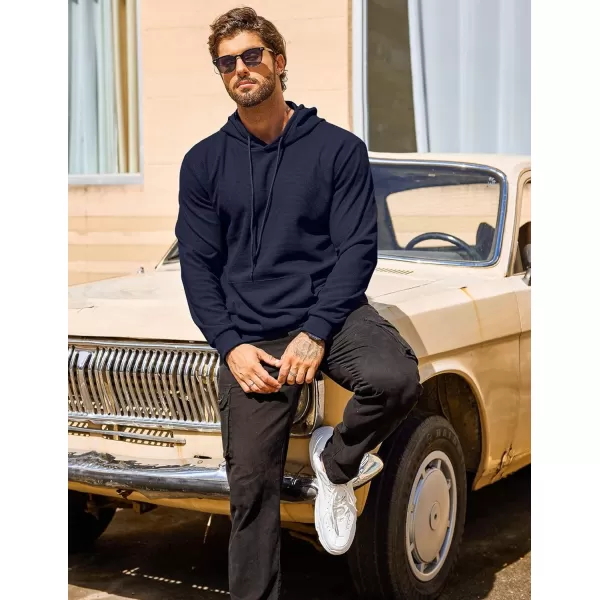 COOFANDY Men's Hooded Sweatshirts Long Sleeve Casual Pullover Hoodie Waffle Knit Sweatshirt with Pocket