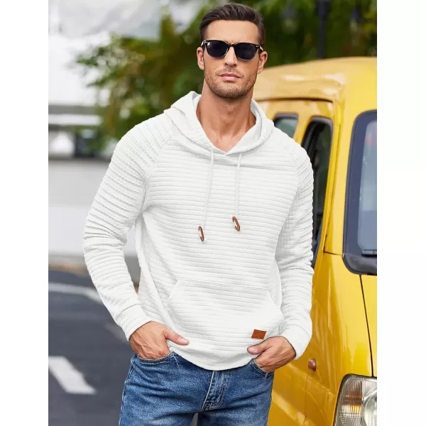 COOFANDY Mens Hoodies Pullover Casaul Long Sleeve Drawstring Waffle Knit Hooded Sweatshirt with Kanga Pocket