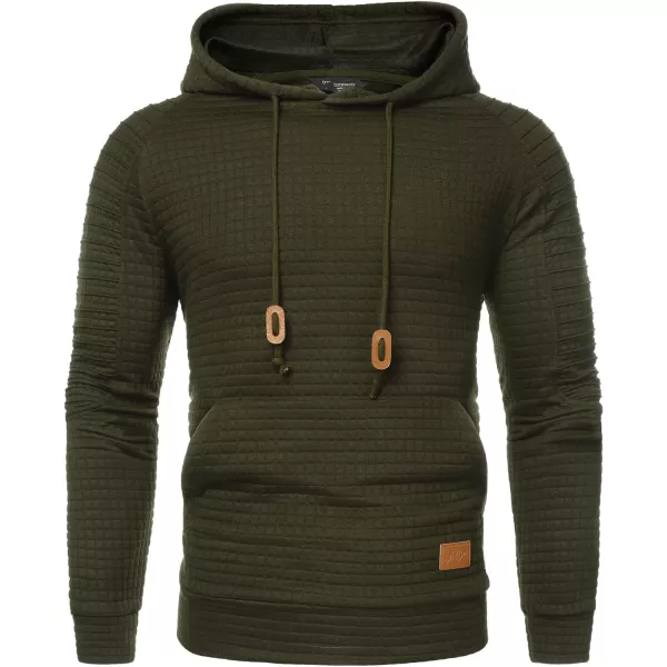 COOFANDY Mens Hoodies Pullover Casaul Long Sleeve Drawstring Waffle Knit Hooded Sweatshirt with Kanga Pocket