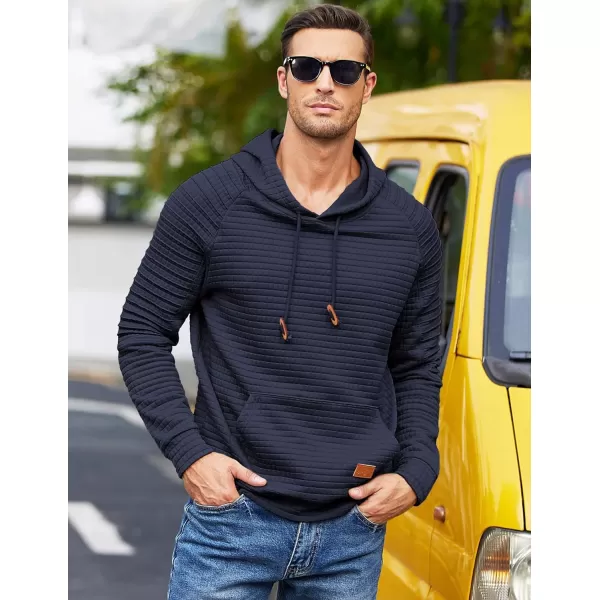 COOFANDY Mens Hoodies Pullover Casaul Long Sleeve Drawstring Waffle Knit Hooded Sweatshirt with Kanga Pocket