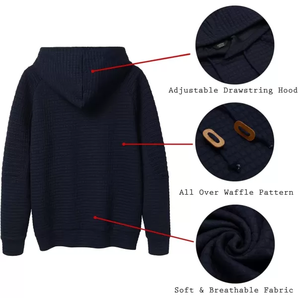 COOFANDY Mens Hoodies Pullover Casaul Long Sleeve Drawstring Waffle Knit Hooded Sweatshirt with Kanga Pocket
