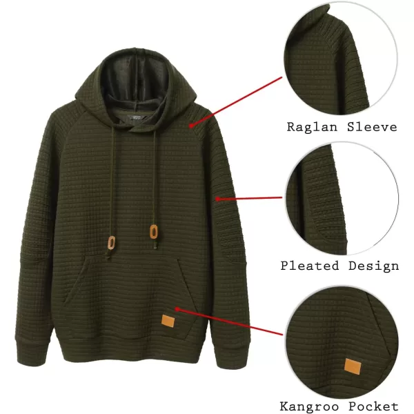COOFANDY Mens Hoodies Pullover Casaul Long Sleeve Drawstring Waffle Knit Hooded Sweatshirt with Kanga Pocket