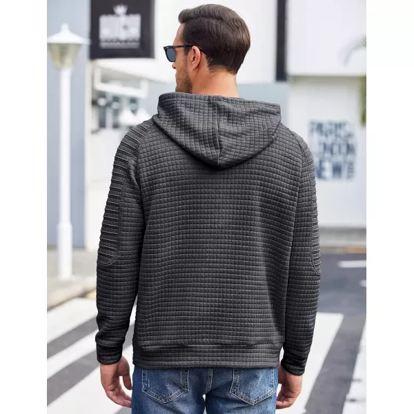 COOFANDY Mens Hoodies Pullover Casaul Long Sleeve Drawstring Waffle Knit Hooded Sweatshirt with Kanga Pocket