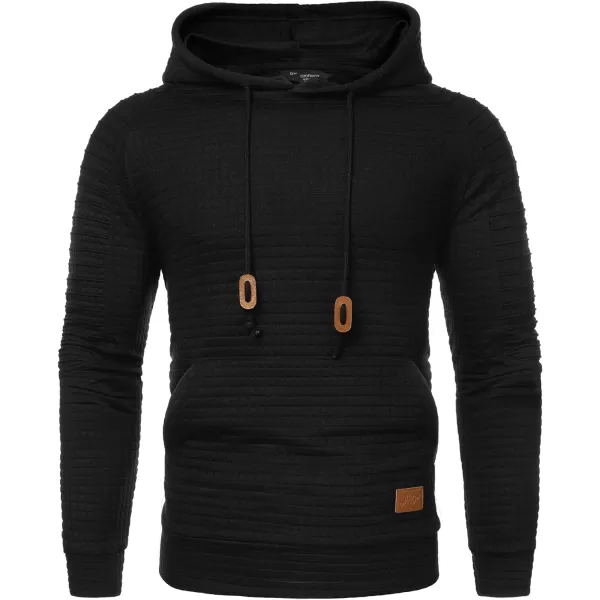 COOFANDY Mens Hoodies Pullover Casaul Long Sleeve Drawstring Waffle Knit Hooded Sweatshirt with Kanga Pocket
