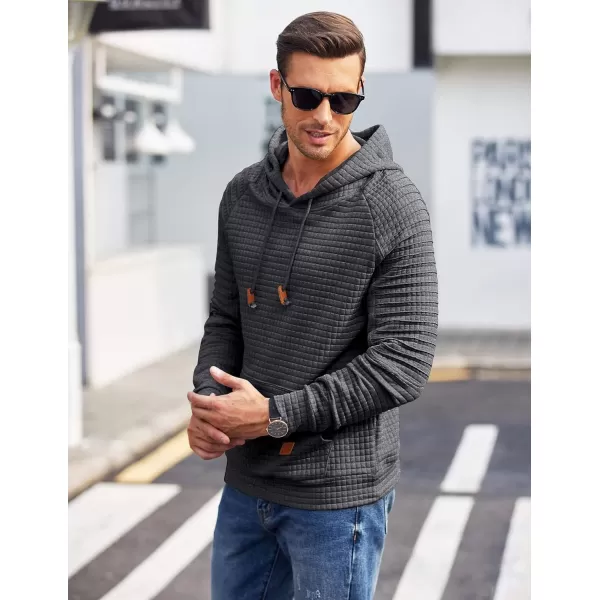 COOFANDY Mens Hoodies Pullover Casaul Long Sleeve Drawstring Waffle Knit Hooded Sweatshirt with Kanga Pocket