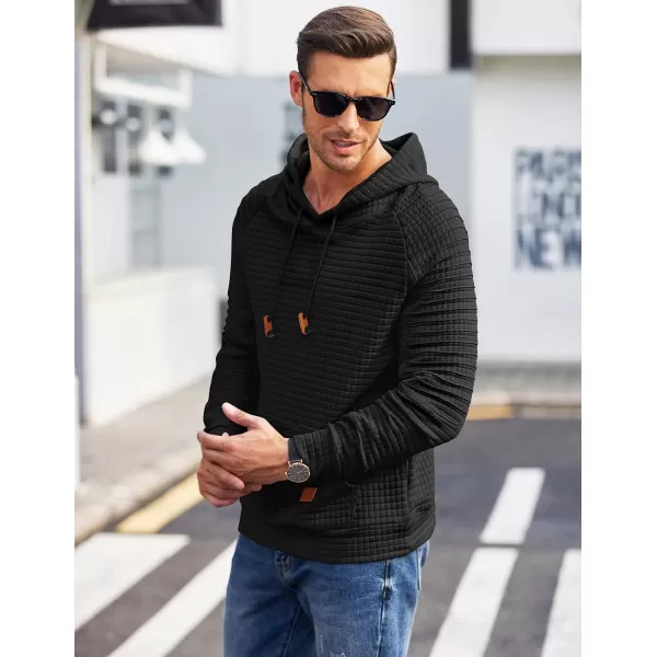 COOFANDY Mens Hoodies Pullover Casaul Long Sleeve Drawstring Waffle Knit Hooded Sweatshirt with Kanga Pocket