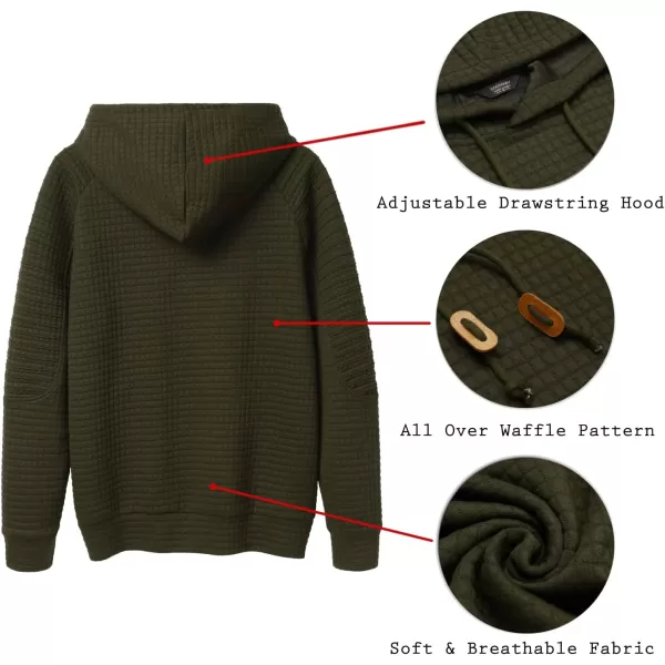 COOFANDY Mens Hoodies Pullover Casaul Long Sleeve Drawstring Waffle Knit Hooded Sweatshirt with Kanga Pocket