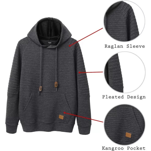 COOFANDY Mens Hoodies Pullover Casaul Long Sleeve Drawstring Waffle Knit Hooded Sweatshirt with Kanga Pocket