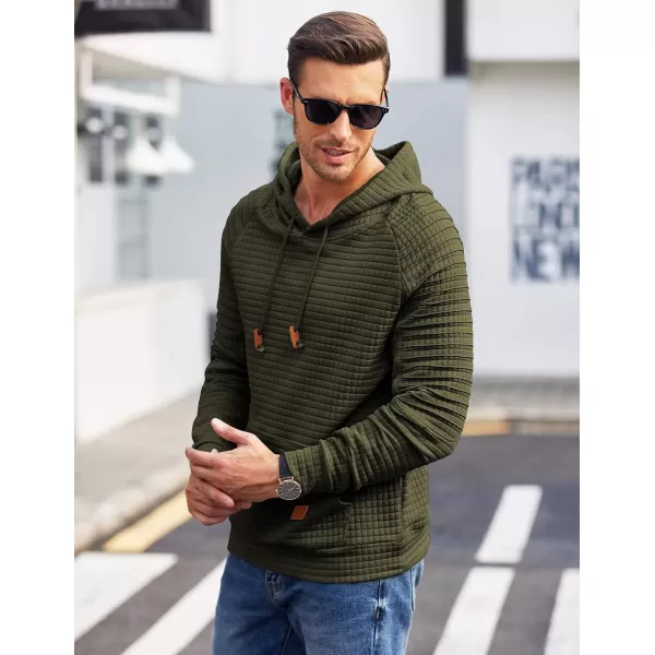 COOFANDY Mens Hoodies Pullover Casaul Long Sleeve Drawstring Waffle Knit Hooded Sweatshirt with Kanga Pocket