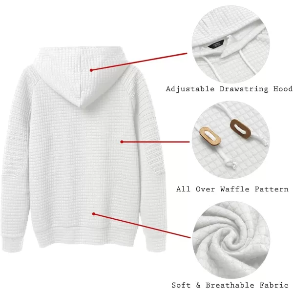 COOFANDY Mens Hoodies Pullover Casaul Long Sleeve Drawstring Waffle Knit Hooded Sweatshirt with Kanga Pocket