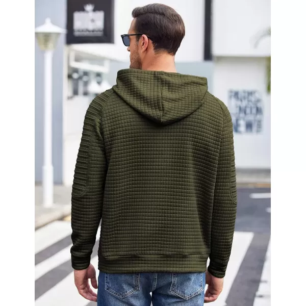 COOFANDY Mens Hoodies Pullover Casaul Long Sleeve Drawstring Waffle Knit Hooded Sweatshirt with Kanga Pocket