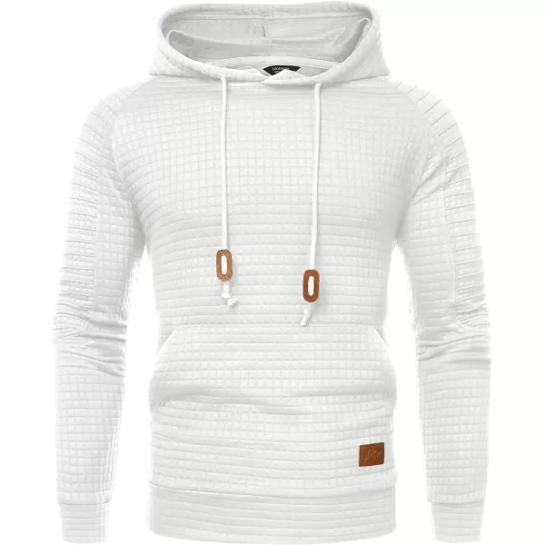 COOFANDY Mens Hoodies Pullover Casaul Long Sleeve Drawstring Waffle Knit Hooded Sweatshirt with Kanga Pocket