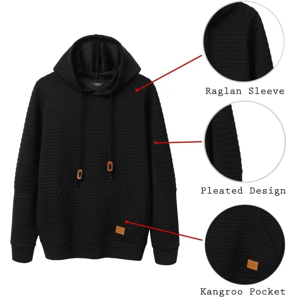 COOFANDY Mens Hoodies Pullover Casaul Long Sleeve Drawstring Waffle Knit Hooded Sweatshirt with Kanga Pocket