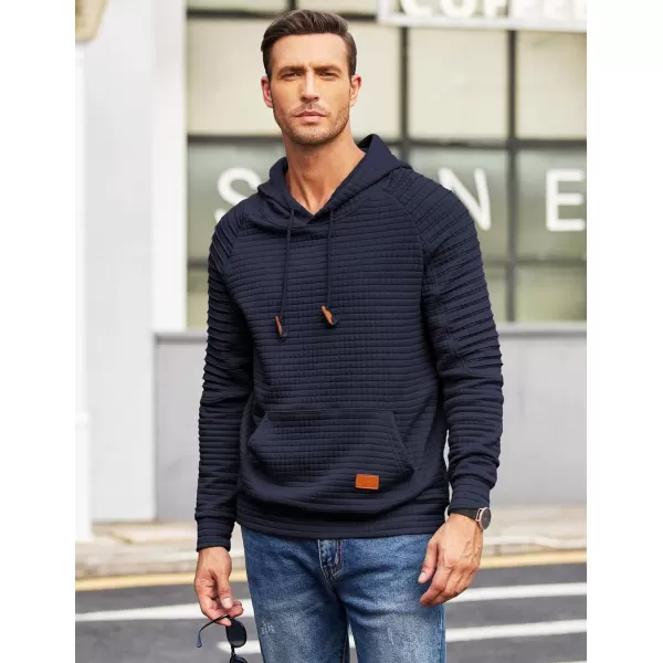 COOFANDY Mens Hoodies Pullover Casaul Long Sleeve Drawstring Waffle Knit Hooded Sweatshirt with Kanga Pocket