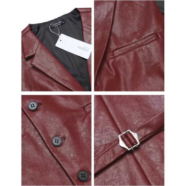 COOFANDY Men's Leather Suit Vest Casual Western Vest Jacket Lightweight V-Neck Dress Vest Waistcoats