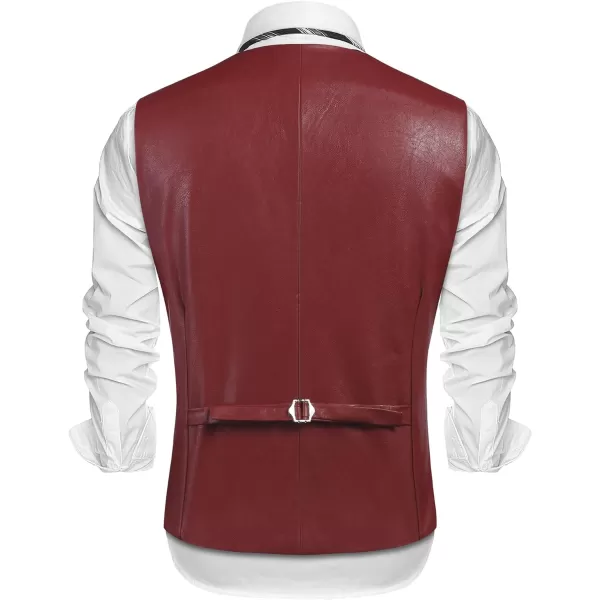 COOFANDY Men's Leather Suit Vest Casual Western Vest Jacket Lightweight V-Neck Dress Vest Waistcoats