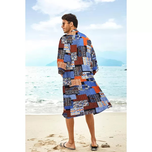 COOFANDY Men's Lightweight Kimono Robe Jacket Printed Japanese Style Bathrobes Casual Open Front Long Cardigan Coat Outwear)