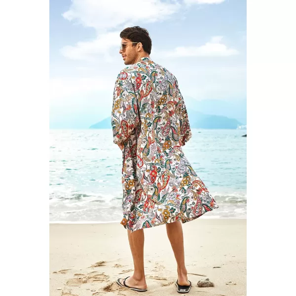 COOFANDY Men's Lightweight Kimono Robe Jacket Printed Japanese Style Bathrobes Casual Open Front Long Cardigan Coat Outwear)