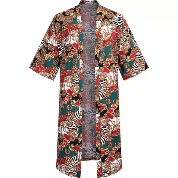 COOFANDY Men's Lightweight Kimono Robe Jacket Printed Japanese Style Bathrobes Casual Open Front Long Cardigan Coat Outwear)