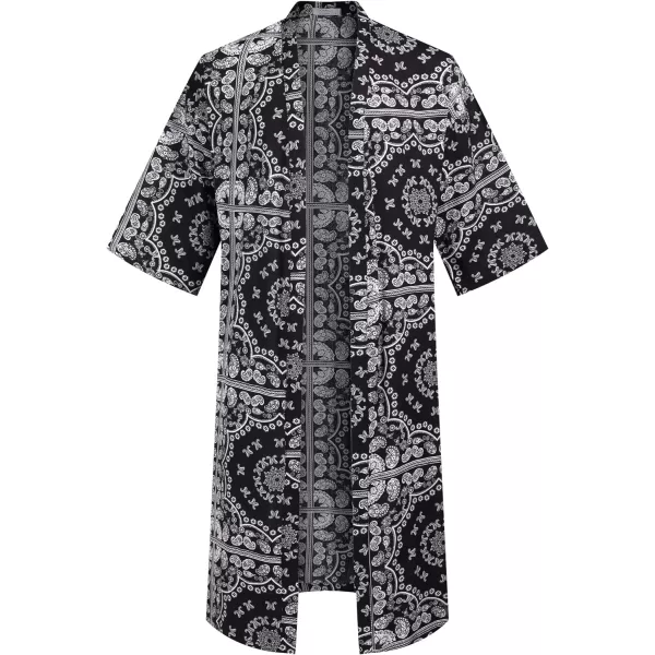 COOFANDY Men's Lightweight Kimono Robe Jacket Printed Japanese Style Bathrobes Casual Open Front Long Cardigan Coat Outwear