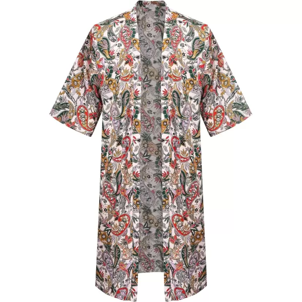 COOFANDY Men's Lightweight Kimono Robe Jacket Printed Japanese Style Bathrobes Casual Open Front Long Cardigan Coat Outwear)