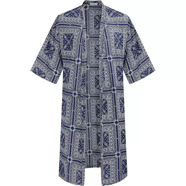COOFANDY Men's Lightweight Kimono Robe Jacket Printed Japanese Style Bathrobes Casual Open Front Long Cardigan Coat Outwear