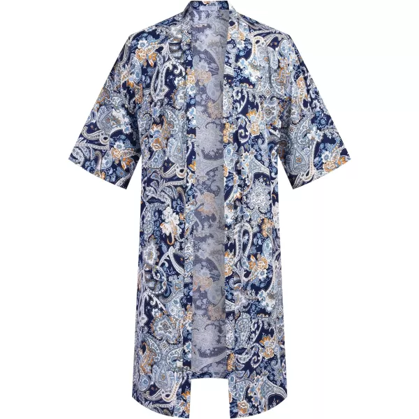 COOFANDY Men's Lightweight Kimono Robe Jacket Printed Japanese Style Bathrobes Casual Open Front Long Cardigan Coat Outwear)