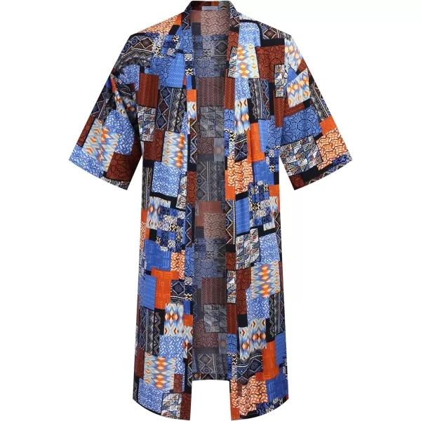 COOFANDY Men's Lightweight Kimono Robe Jacket Printed Japanese Style Bathrobes Casual Open Front Long Cardigan Coat Outwear)