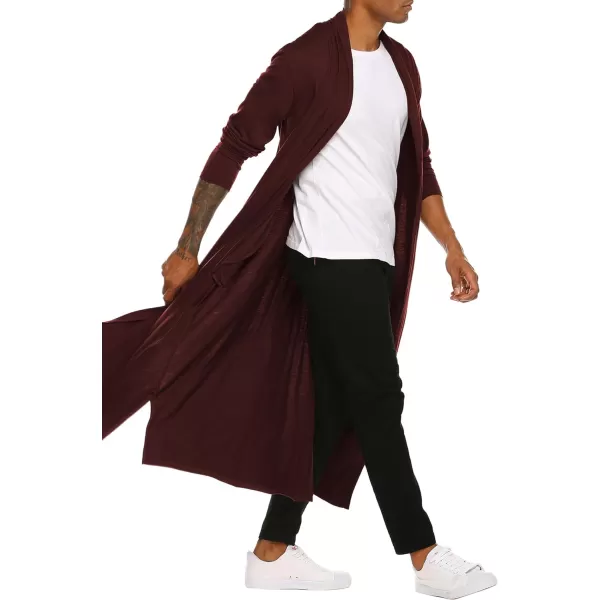 COOFANDY Men's Lightweight Ruffle Shawl Collar Cardigan Open Front Long Length Drape Cape Overcoat