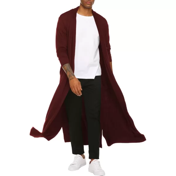 COOFANDY Men's Lightweight Ruffle Shawl Collar Cardigan Open Front Long Length Drape Cape Overcoat