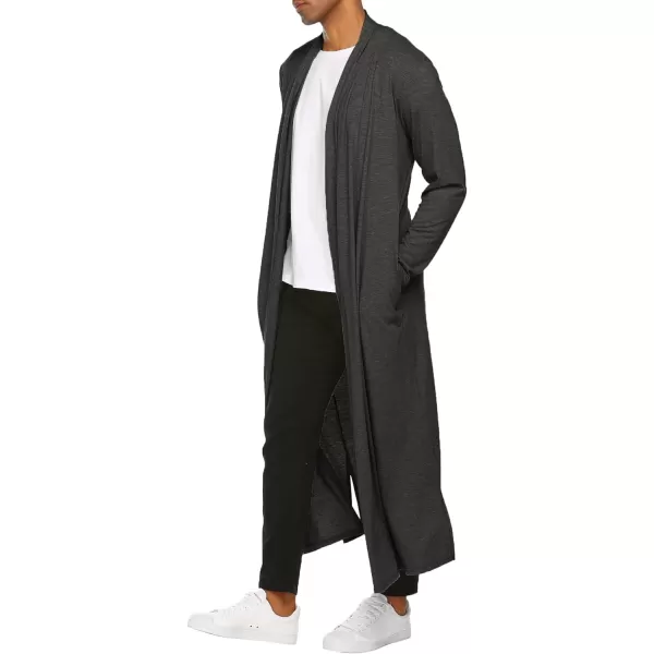 COOFANDY Men's Lightweight Ruffle Shawl Collar Cardigan Open Front Long Length Drape Cape Overcoat