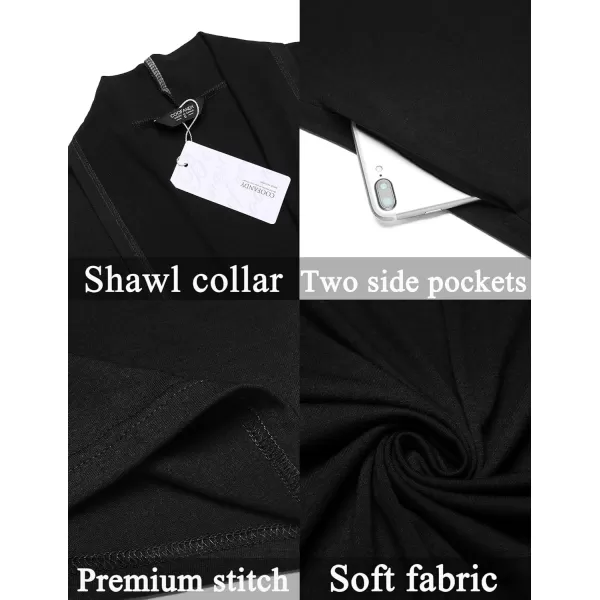COOFANDY Men's Lightweight Ruffle Shawl Collar Cardigan Open Front Long Length Drape Cape Overcoat