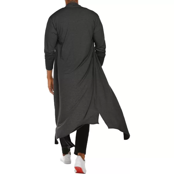 COOFANDY Men's Lightweight Ruffle Shawl Collar Cardigan Open Front Long Length Drape Cape Overcoat