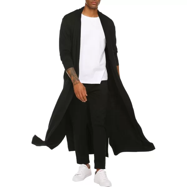 COOFANDY Men's Lightweight Ruffle Shawl Collar Cardigan Open Front Long Length Drape Cape Overcoat
