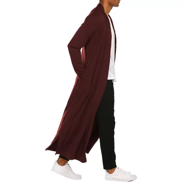 COOFANDY Men's Lightweight Ruffle Shawl Collar Cardigan Open Front Long Length Drape Cape Overcoat