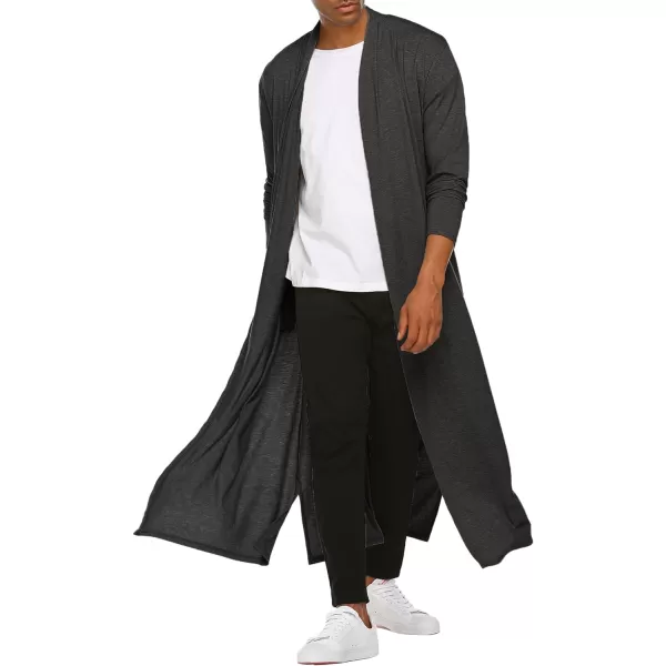 COOFANDY Men's Lightweight Ruffle Shawl Collar Cardigan Open Front Long Length Drape Cape Overcoat