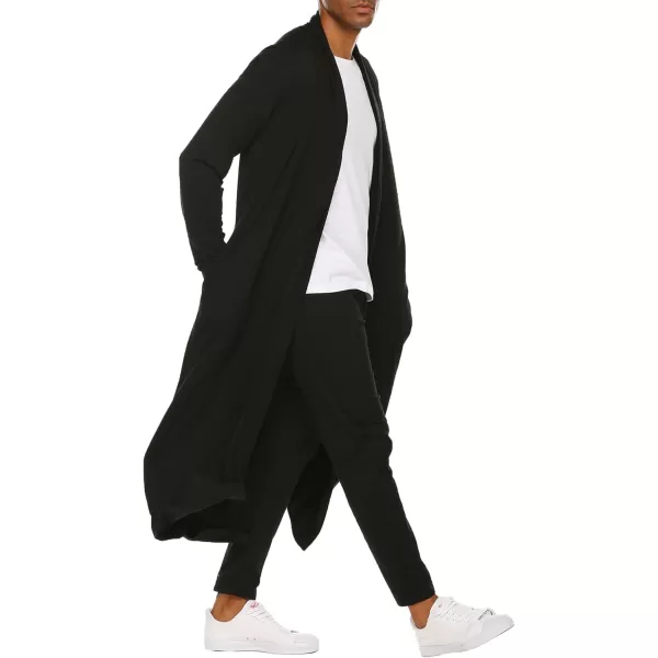 COOFANDY Men's Lightweight Ruffle Shawl Collar Cardigan Open Front Long Length Drape Cape Overcoat