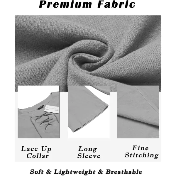 COOFANDY Mens Linen Beach Tee Shirts Cotton Hippie Shirts V Neck Long Sleeve Tunic Big and Tall Yoga Shirt