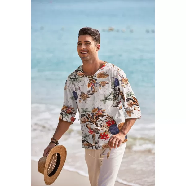 COOFANDY Mens Linen Beach Tee Shirts Cotton Hippie Shirts V Neck Long Sleeve Tunic Big and Tall Yoga Shirt