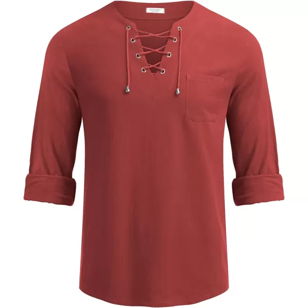 COOFANDY Mens Linen Beach Tee Shirts Cotton Hippie Shirts V Neck Long Sleeve Tunic Big and Tall Yoga Shirt