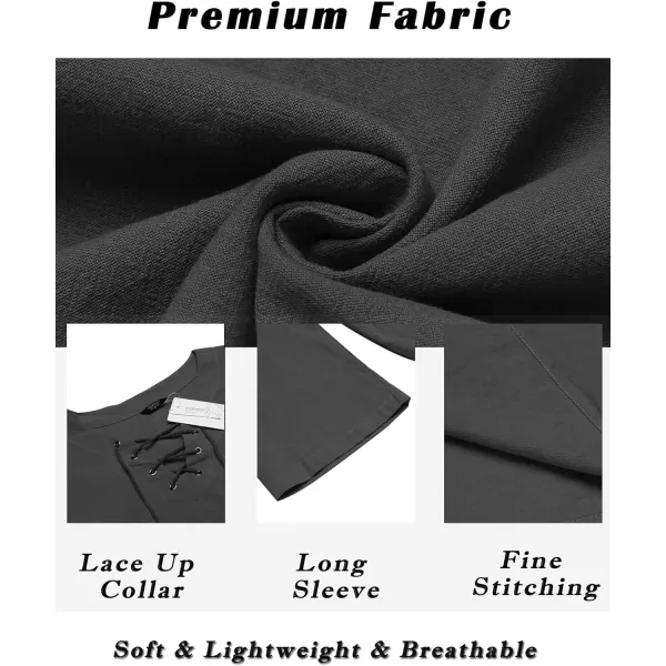 COOFANDY Mens Linen Beach Tee Shirts Cotton Hippie Shirts V Neck Long Sleeve Tunic Big and Tall Yoga Shirt