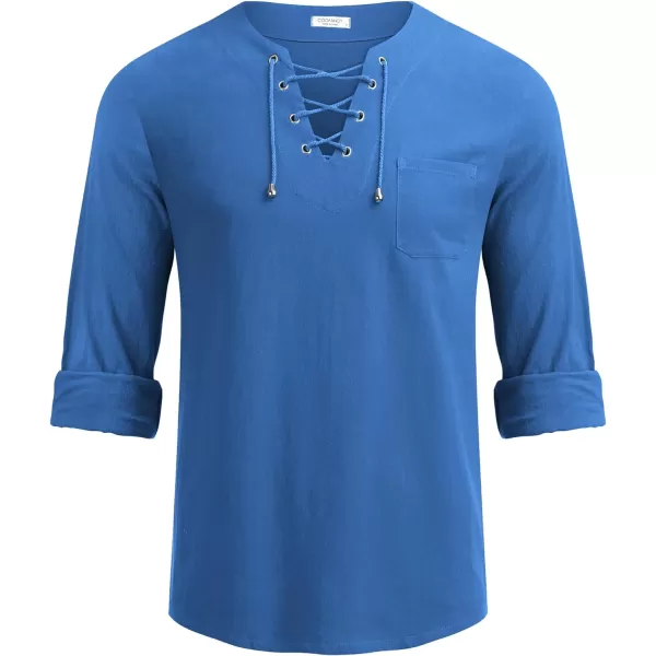 COOFANDY Mens Linen Beach Tee Shirts Cotton Hippie Shirts V Neck Long Sleeve Tunic Big and Tall Yoga Shirt