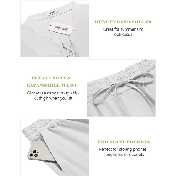COOFANDY Men's Linen Sets 2 Piece Beach Outfits Lace Up Hippie Tank Tops Summer Casual Sleeveless Shirts Matching Shorts Set