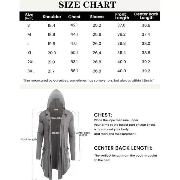 COOFANDY Men's Long Hooded Cardigan Shawl Collar Lightweight Open Front Drape Cape Overcoat with Pockets