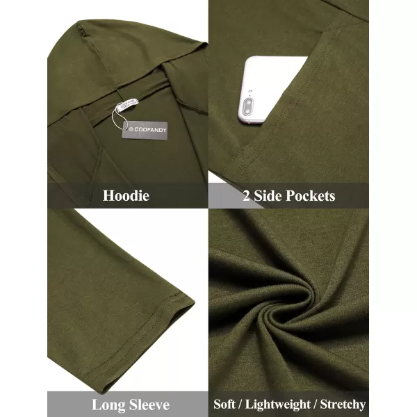 COOFANDY Men's Long Hooded Cardigan Shawl Collar Lightweight Open Front Drape Cape Overcoat with Pockets