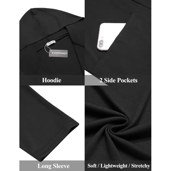 COOFANDY Men's Long Hooded Cardigan Shawl Collar Lightweight Open Front Drape Cape Overcoat with Pockets