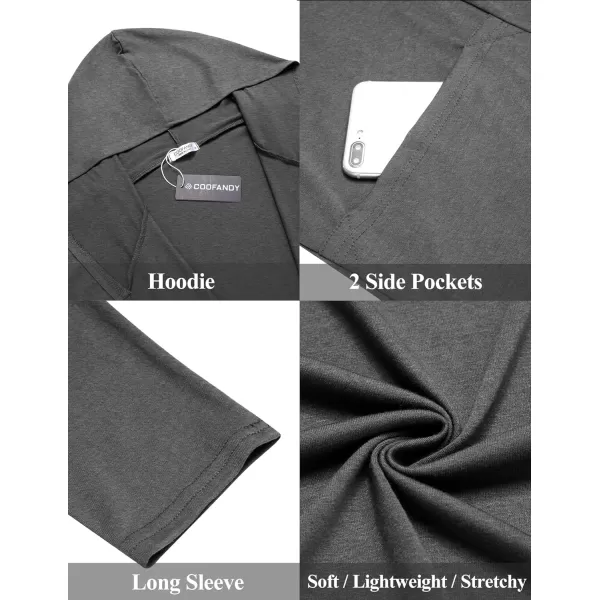 COOFANDY Men's Long Hooded Cardigan Shawl Collar Lightweight Open Front Drape Cape Overcoat with Pockets