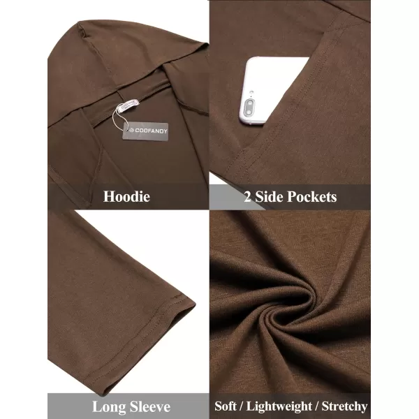 COOFANDY Men's Long Hooded Cardigan Shawl Collar Lightweight Open Front Drape Cape Overcoat with Pockets