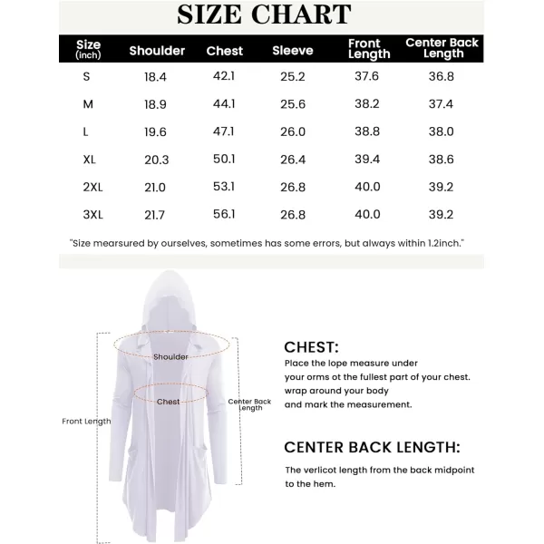 COOFANDY Men's Long Hooded Cardigan Shawl Collar Lightweight Open Front Drape Cape Overcoat with Pockets