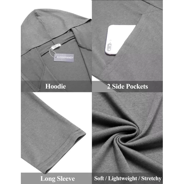 COOFANDY Men's Long Hooded Cardigan Shawl Collar Lightweight Open Front Drape Cape Overcoat with Pockets